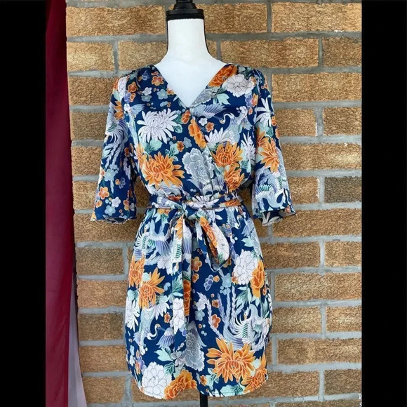 Highline Collective Asian Floral Kimono dress m - Picture 1 of 12